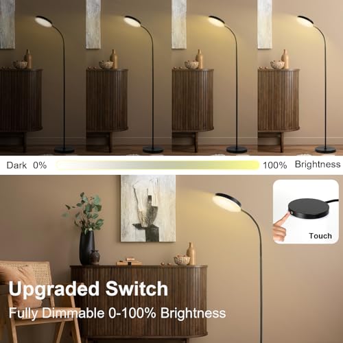 LALISU Floor Lamp, LED Floor Lamps for Living Room, Stepless Adjust Color Temperatures & Brightness Standing Lamp with Touch Control Tall Lamps Adjustable Gooseneck Reading Floor Lamp (Black) - Image 2
