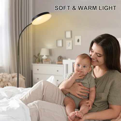 LALISU Floor Lamp, LED Floor Lamps for Living Room, Stepless Adjust Color Temperatures & Brightness Standing Lamp with Touch Control Tall Lamps Adjustable Gooseneck Reading Floor Lamp (Black) - Image 5
