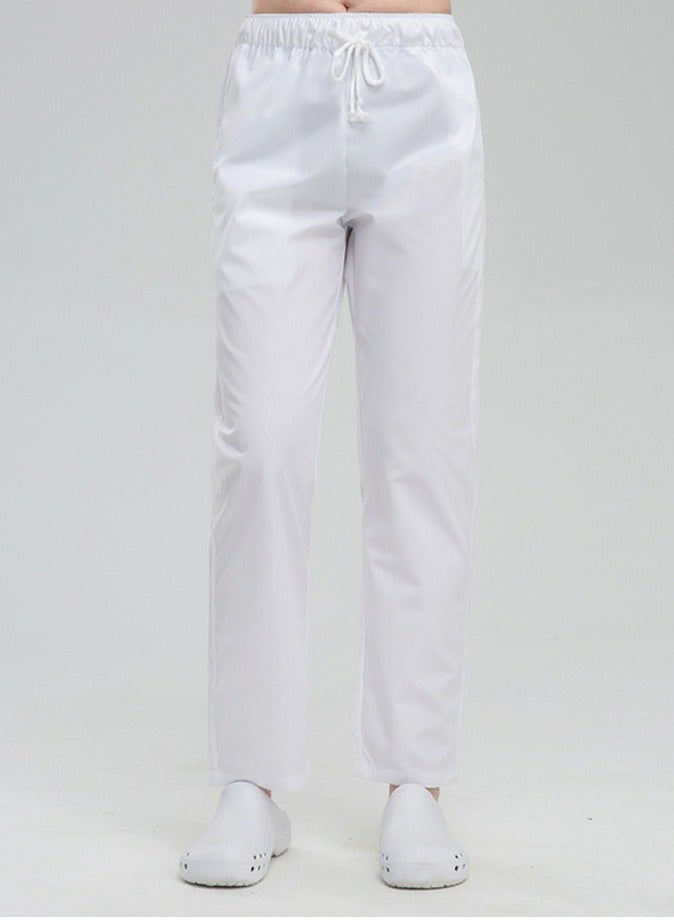 Loquat Medical Uniform Scrubs Pants Unisex Elastic Waist Pants Workwear Light White