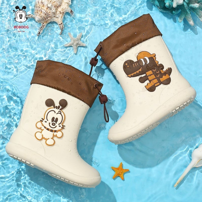 BOBDOG Kids Rain Boots Anti-Slip Boys Girls Rain Shoes Waterproof PVC Low-Top School Rain Boots for Children