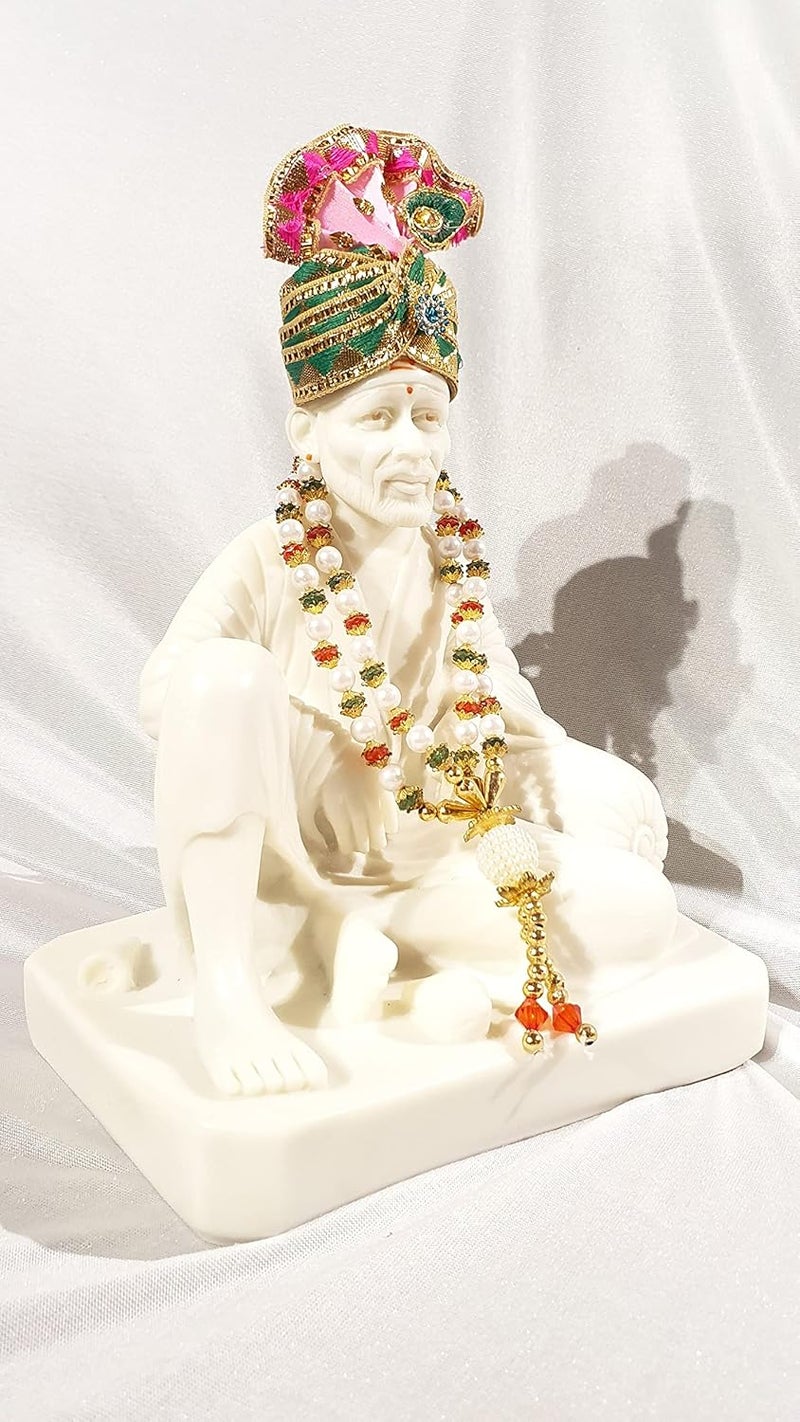 Hemant art تمثال هيمانت آرت شيردي ساي بابا من الرخام الإيطالي الراتنج النقي تمثال دوركاماي لزينة المنزل وغرفة الصلاة 10 إنش - Image 4