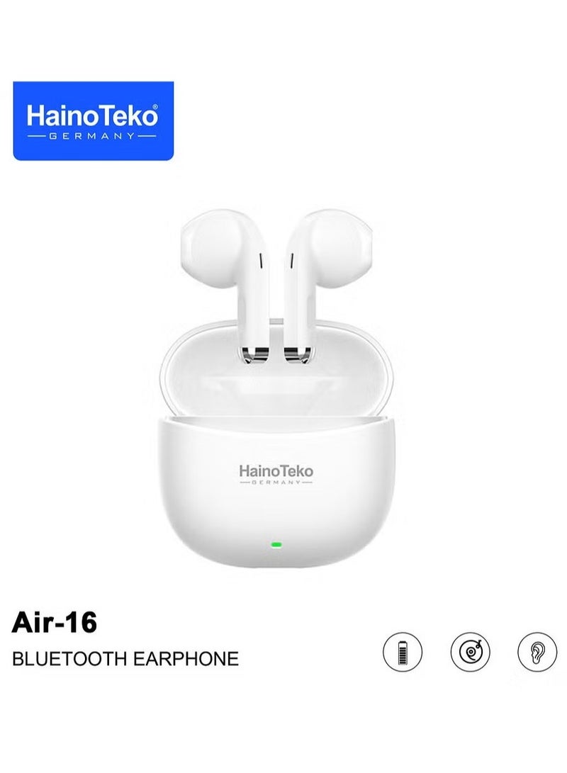 Haino Teko True Wireless Earphones with Super Clear Mic and High Bass Sound Quality – Compatible with Android Mobiles and Tablets – White Wireless Earbuds for Music, Calls, and Comfort - Image 1
