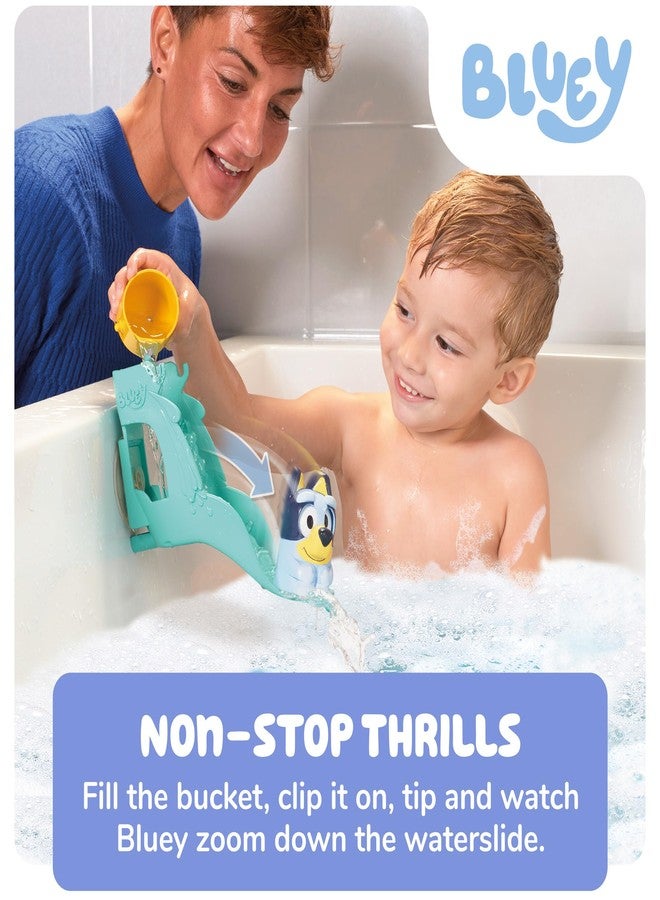 Toomies TOMY Toomies Bluey’s Water Slide - Includes Water Slide with Suction Cup, Clip On Bucket and Bluey Figure - Interactive Toddler Bath Toys - Ages 18 Months and Up - Image 2