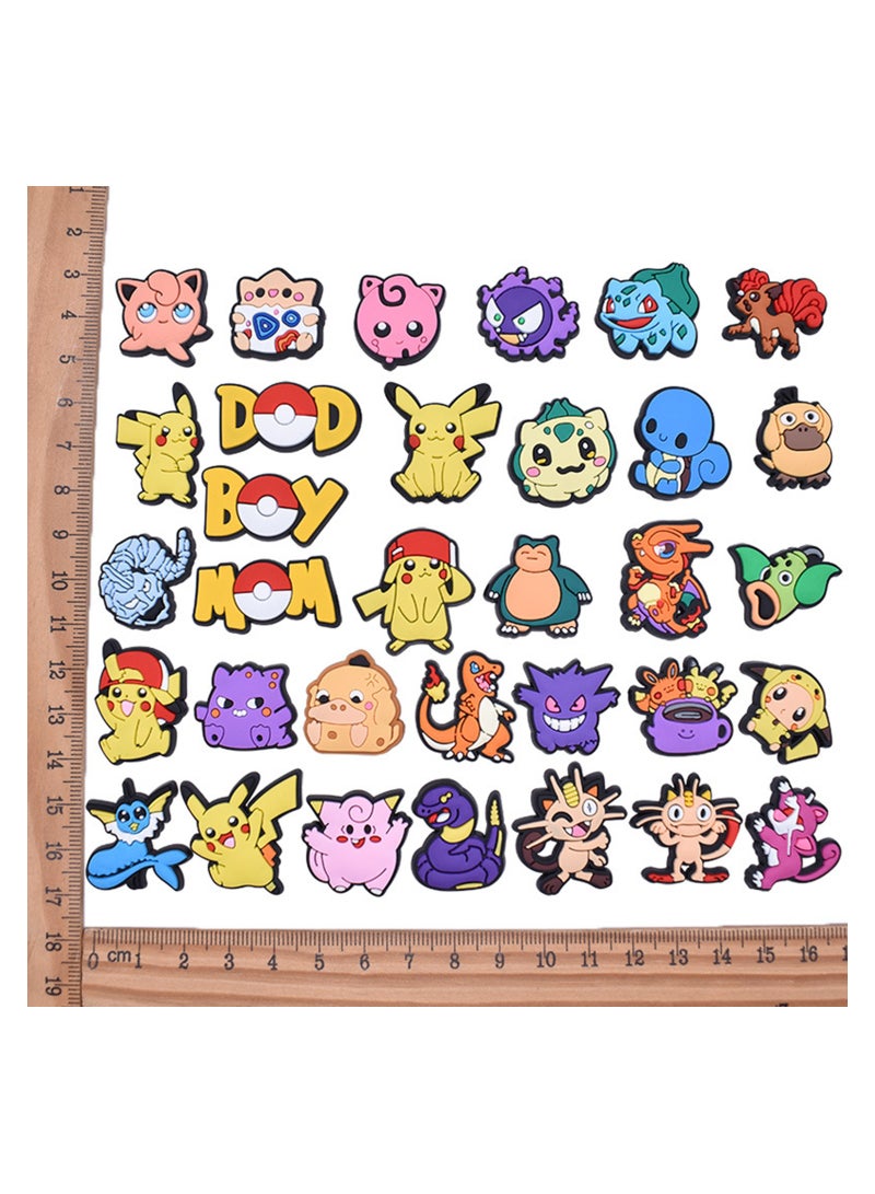 SOLARAE Cartoon Shoe Charms 34PCS Pokemon Shoes Charm for Croc PVC Baby Kids Accessories Birthday Party Favors Supplies Decorations Fit Clog Bracelets Gift - Image 5