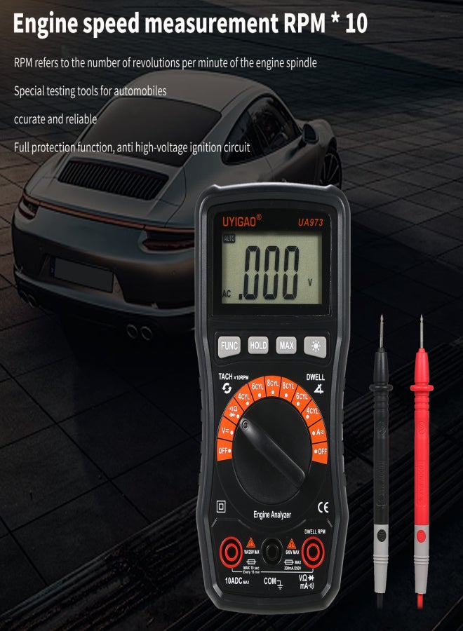 UYIGAO UA973 Digital Multimeter Automotive Multimeter NCV TRMS 2000 Counts Engine Analyser Multimeter - Image 5