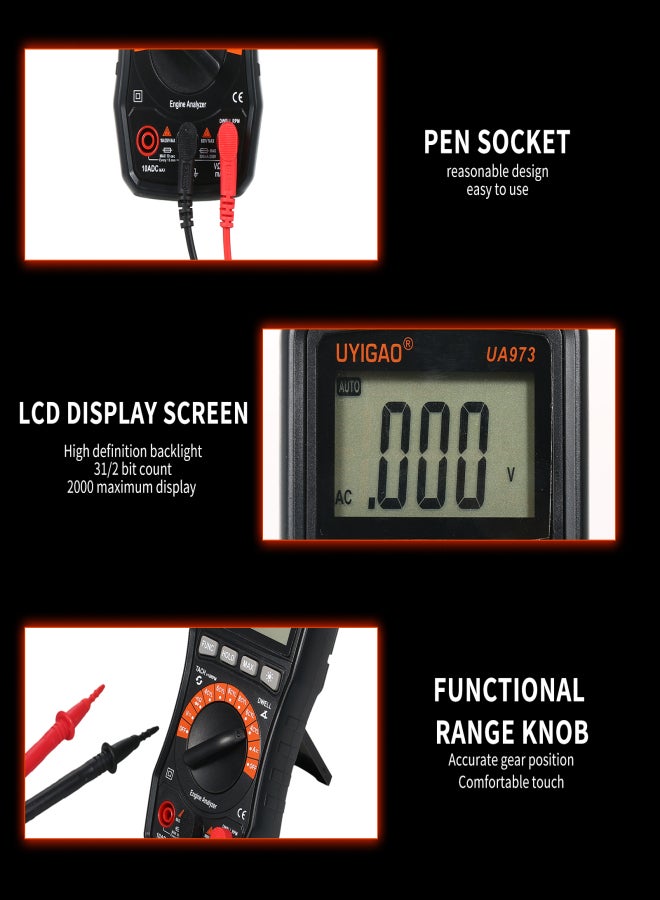 UYIGAO UA973 Digital Multimeter Automotive Multimeter NCV TRMS 2000 Counts Engine Analyser Multimeter - Image 4