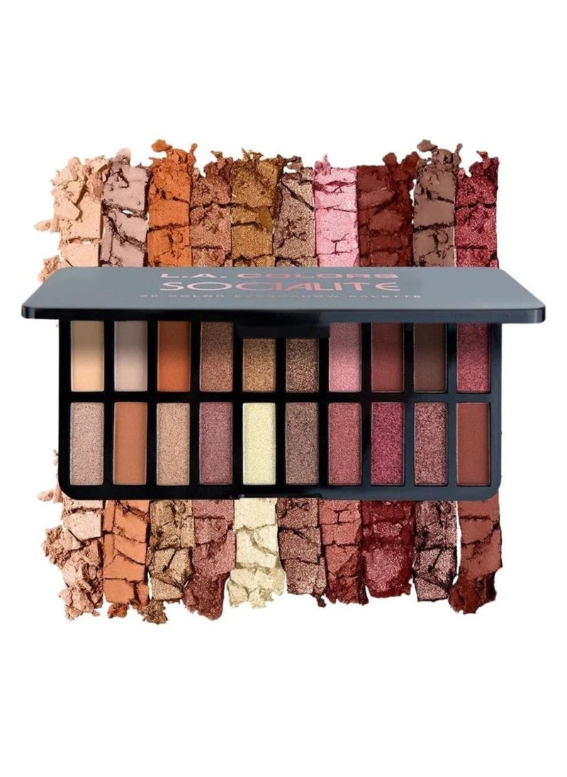 LA Colors L.A. Colors 20 Color Eyeshadow Palette with Mattes, Shimmers, and Metallics Socialite 22g  - Image 2