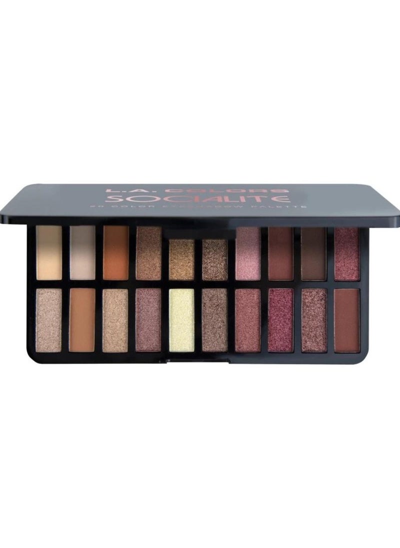 LA Colors L.A. Colors 20 Color Eyeshadow Palette with Mattes, Shimmers, and Metallics Socialite 22g  - Image 1