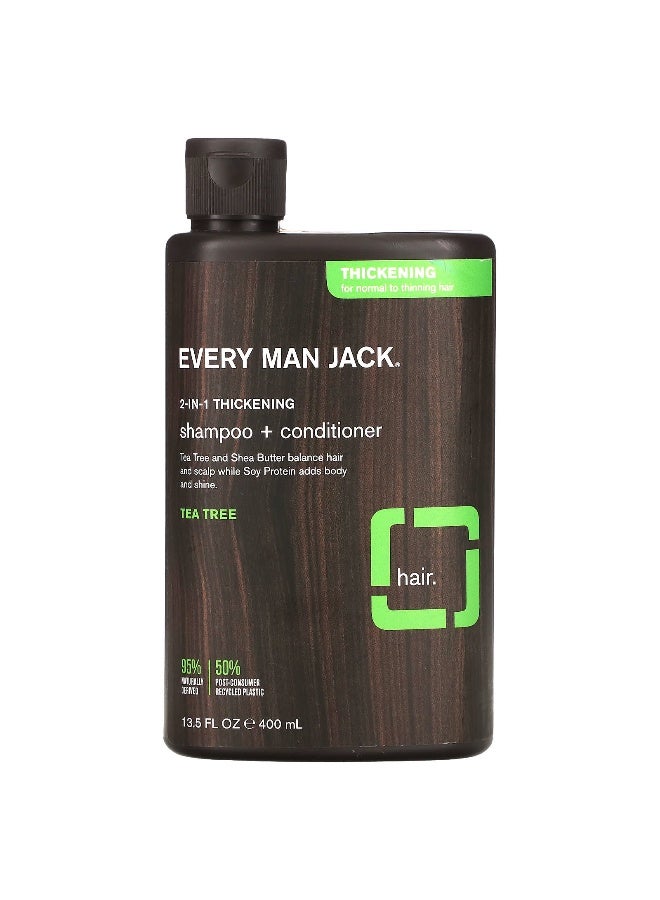 Every Man Jack Every Man Jack, 2-In-1 Thickening Shampoo & Conditioner, For Normal to Thinning Hair, Tea Tree, 13.5 fl oz (400 ml)  - Image 1
