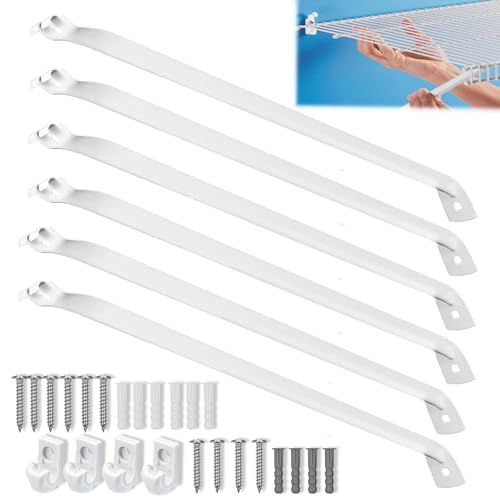 Ojeemii 6PCS 12 Inch Wire Shelf Brackets Heavy Duty Wire Closet Shelving Brackets Brackets for Wire Shelves with 4 PCS Wire Shelf Clips Wire Rack Bracket for Laundry Closet Garage - Image 1