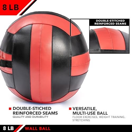 JFIT Wall Ball, Red/Black, 8 LB - Image 4