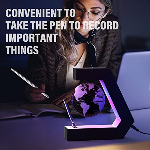 Estefanlo Floating Globe with LED Lights Magnetic Levitation Floating Globe with Pen, Portable to Write On Office Desk, World Map for Desk Decoration - Image 5