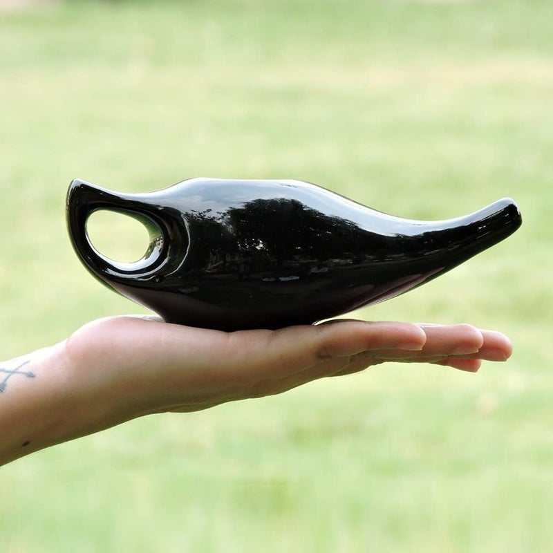 Qimacplus Leak Proof Durable Ceramic Neti Pot Comfortable Grip with 10 Sachet Neti Salt, Lightweight neti Pot Ceramic | Natural Treatment for Sinus and Congestion 9 oz Capacity (White) - Image 4