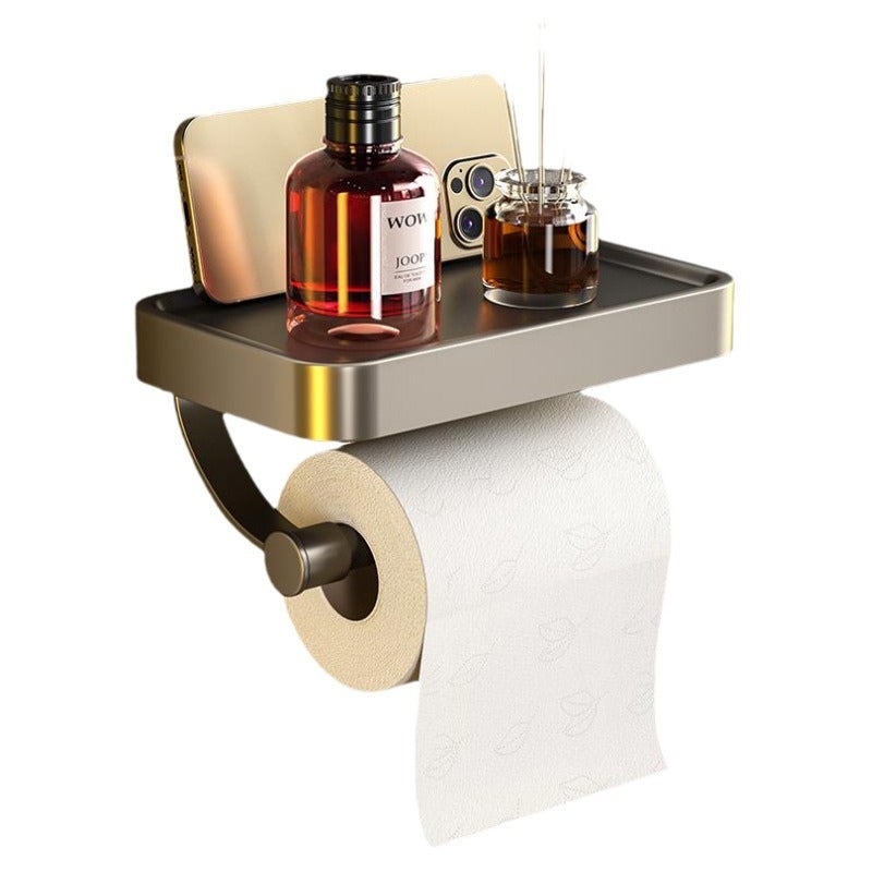 No-Drill Wall-Mounted Toilet Paper Holder with Phone Shelf - Image 5