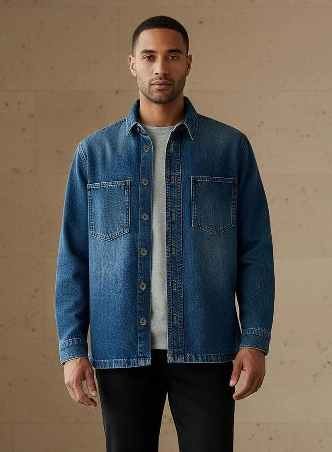 Splash FAV Men Regular Fit Collared Denim Long Sleeves Shirt