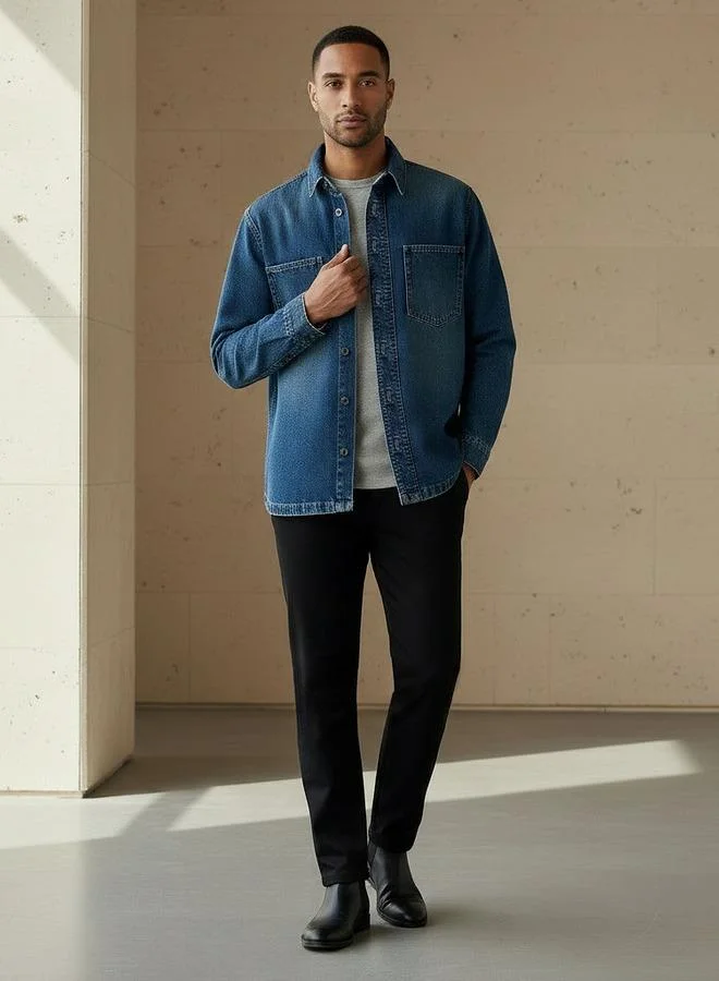 Splash FAV Men Regular Fit Collared Denim Long Sleeves Shirt