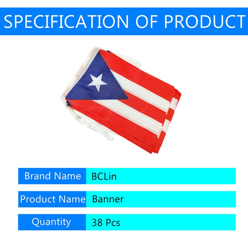BCLin 50 Feet Puerto Rico Banner Flag String, Puerto Rico Mini Flag Small Banner for Party, Shops and Bars Decorations, Outdoor Decorations, 38 Flags - Image 4