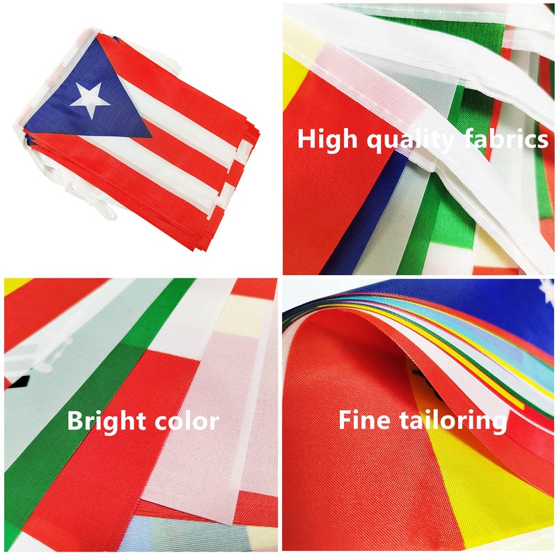 BCLin 50 Feet Puerto Rico Banner Flag String, Puerto Rico Mini Flag Small Banner for Party, Shops and Bars Decorations, Outdoor Decorations, 38 Flags - Image 3