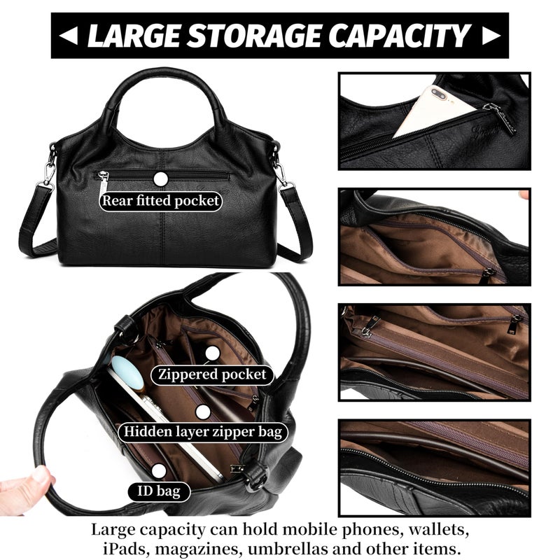 FSD.WG FSD. WG Leather Shoulder Bags Purses and Handbags for Women Top Handle Tote Satchel Ladies Hobo Bags - Image 5