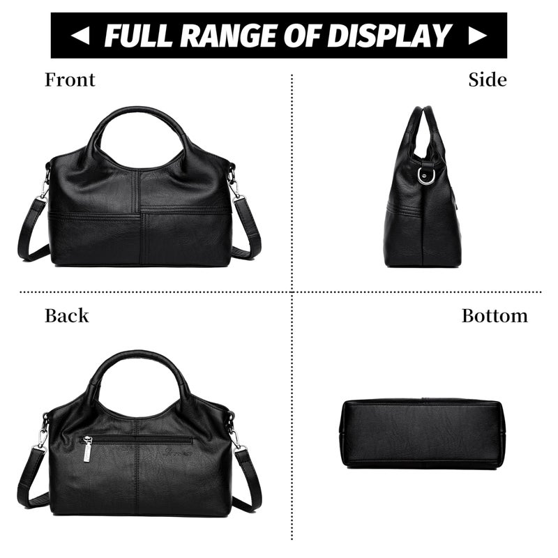 FSD.WG FSD. WG Leather Shoulder Bags Purses and Handbags for Women Top Handle Tote Satchel Ladies Hobo Bags - Image 3