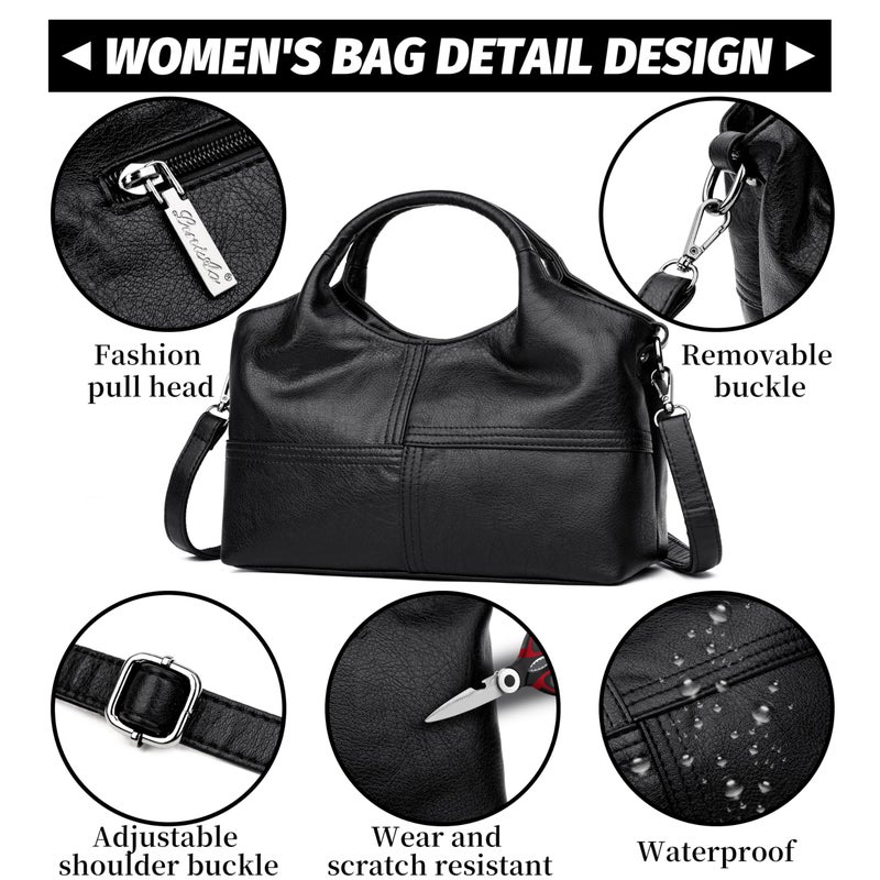 FSD.WG FSD. WG Leather Shoulder Bags Purses and Handbags for Women Top Handle Tote Satchel Ladies Hobo Bags - Image 4