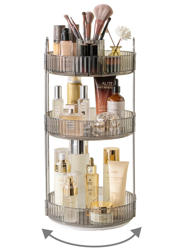 Asayuee 360 Rotating Makeup Organizer3 Tier Large Capacity Make Up Organizers and StorageSkincare Perfume Vanity OrganizersBathroom Cosmetics Storage Organizer CountertopGrey - Image 2