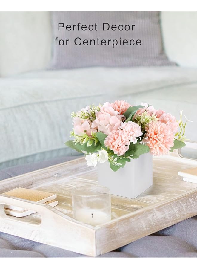 erorex Fake Flowers With Ceramic Vase Pink Faux Hydrangea Peony Artificial Flowers Arrangements In Vase Decoration For Dining Table Centerpiece Home Office Decor Party Wedding - Image 4