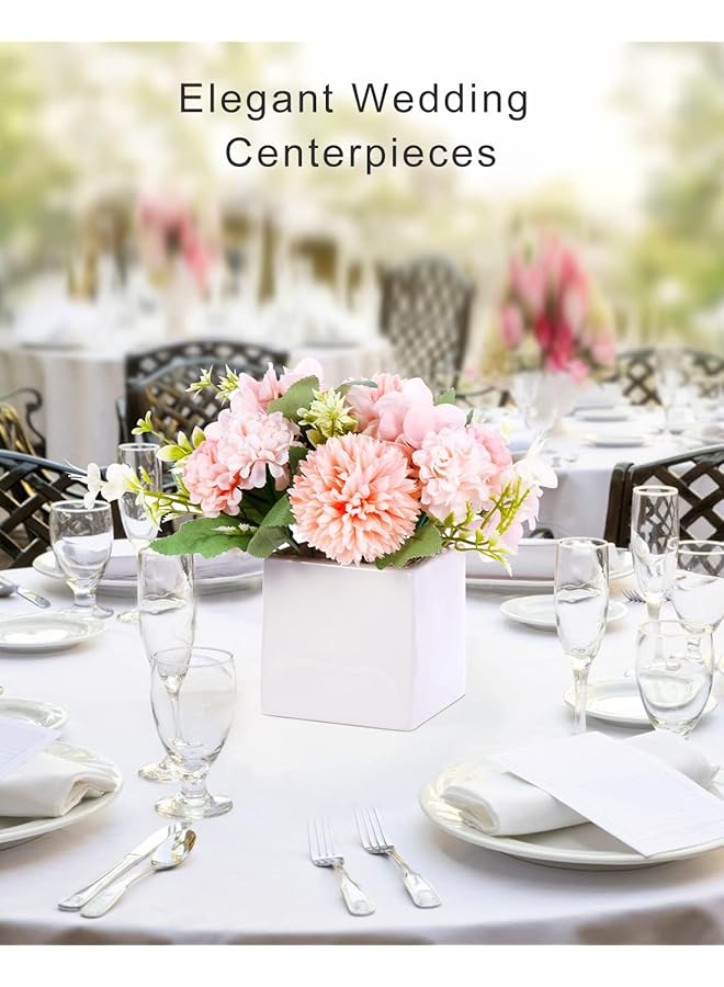 erorex Fake Flowers With Ceramic Vase Pink Faux Hydrangea Peony Artificial Flowers Arrangements In Vase Decoration For Dining Table Centerpiece Home Office Decor Party Wedding - Image 2