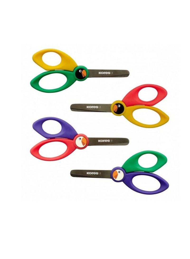 Kores Birdy Children Safety Scissor for Kids and Students, Blunt Tip and Wear-Resistant Stainless Steel, School Supplies, Pack of 1 in Assorted Colours - Image 1