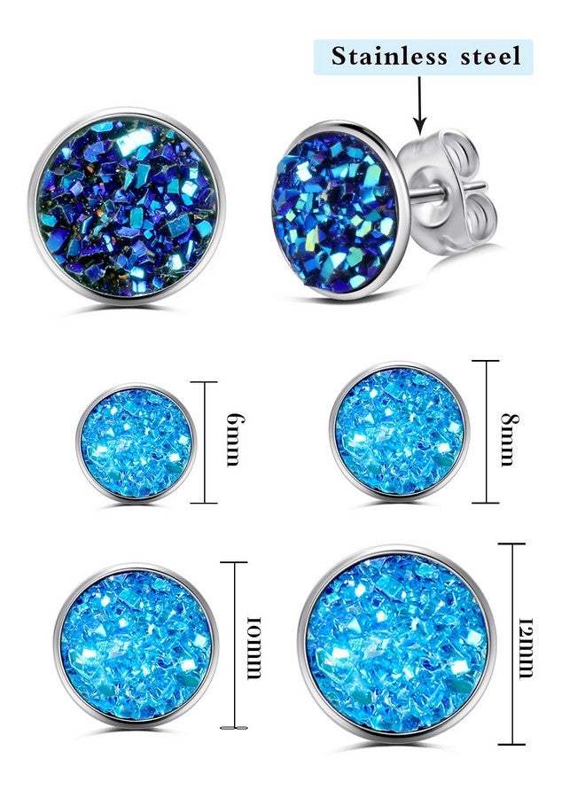 Yaomiao 20 Pairs Round Stud Earrings Stainless Steel Druzy Stud Earring Anti Sensitive Fit Women Men Christmas Party(10 Mm) - Image 3