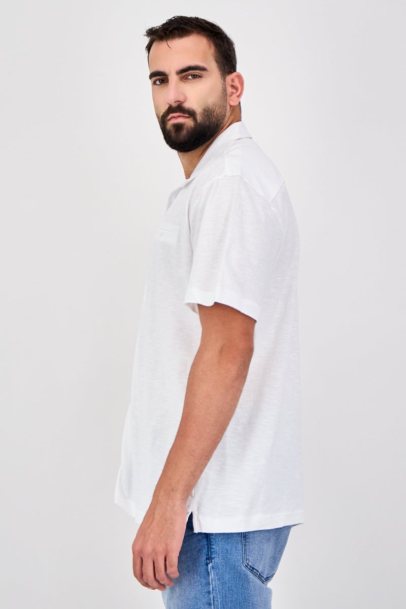 Report Collection Men Regular Fit Solid Short Sleeves Casual Shirt, White - Image 2