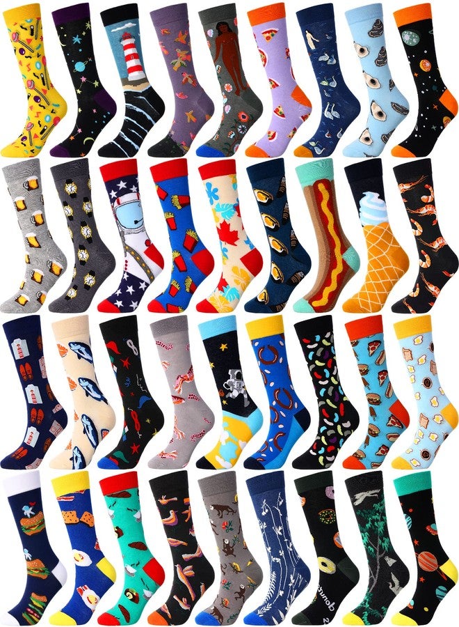 Vabean 36 Pairs Funny Men's Dress Socks Men's Novelty Crew Socks Cotton Dress Bulk Colorful Dress Set for Women Men(Abstract Pattern) - Image 1