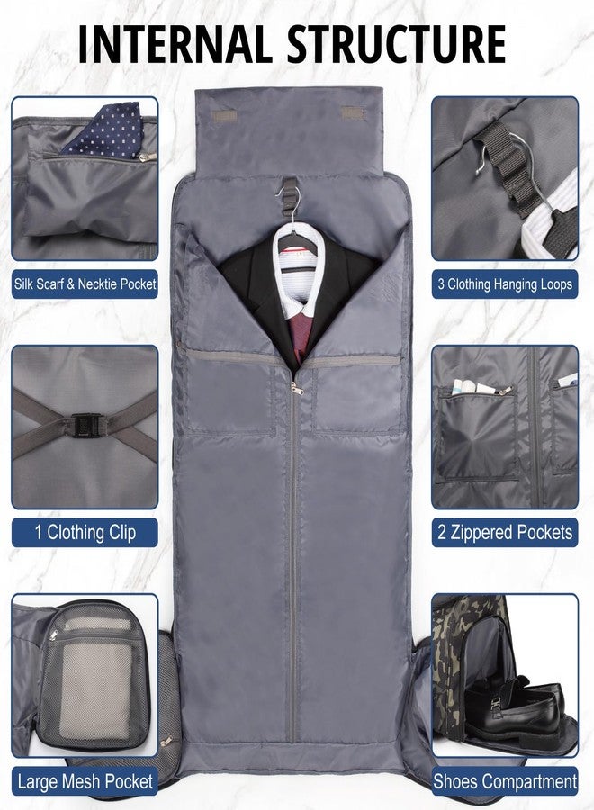 ATRIPACK 3-in-1 Tactical Garment Bag For Men 55L Large Capacity Convertible Duffle Bag Travel Hanging Suit Bags With Shoes Compartment Multi-Functional Weekend Bags For Daily Traveling Workout Business Trip - Image 4