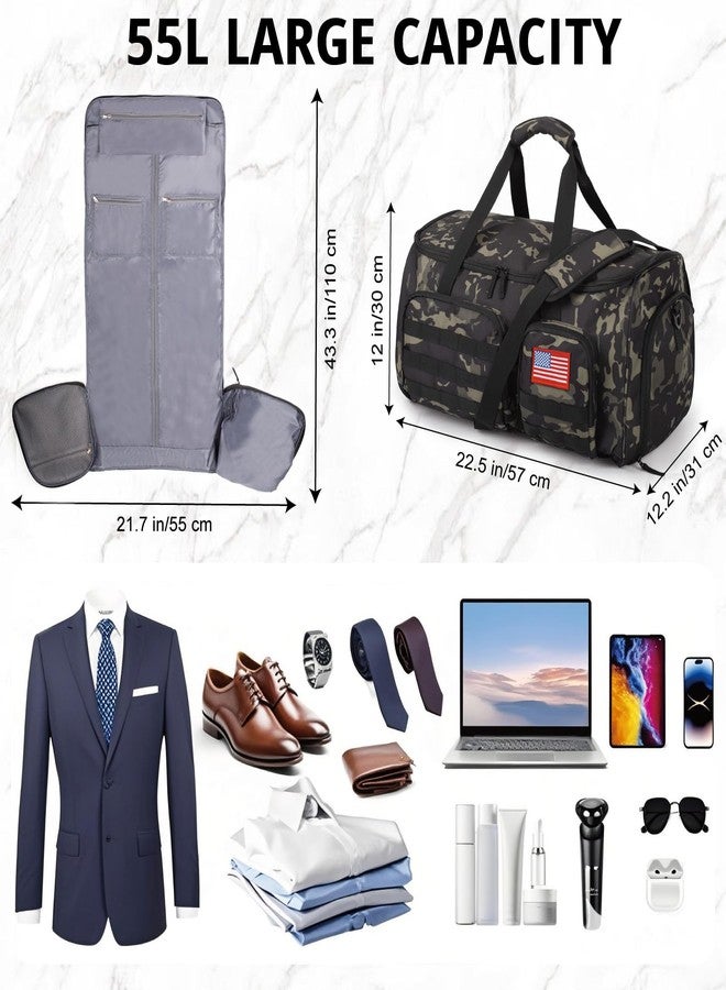 ATRIPACK 3-in-1 Tactical Garment Bag For Men 55L Large Capacity Convertible Duffle Bag Travel Hanging Suit Bags With Shoes Compartment Multi-Functional Weekend Bags For Daily Traveling Workout Business Trip - Image 5