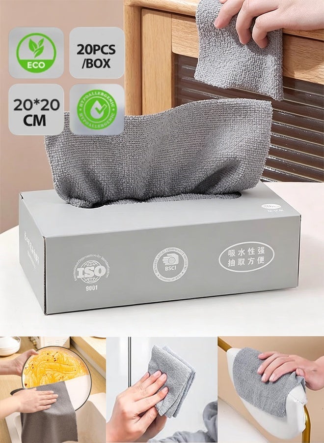 Microfiber Cleaning Cloth, 20 Pack Cleaning Towels Cleaning Rags, Lint-Free, Scratch & Lint Free，Ultra Absorbent Reusable Paper Towels for Home, Kitchen, Car, Garage or Shop, Microfiber Rags, 20 x 20 cm, Grey - Image 1