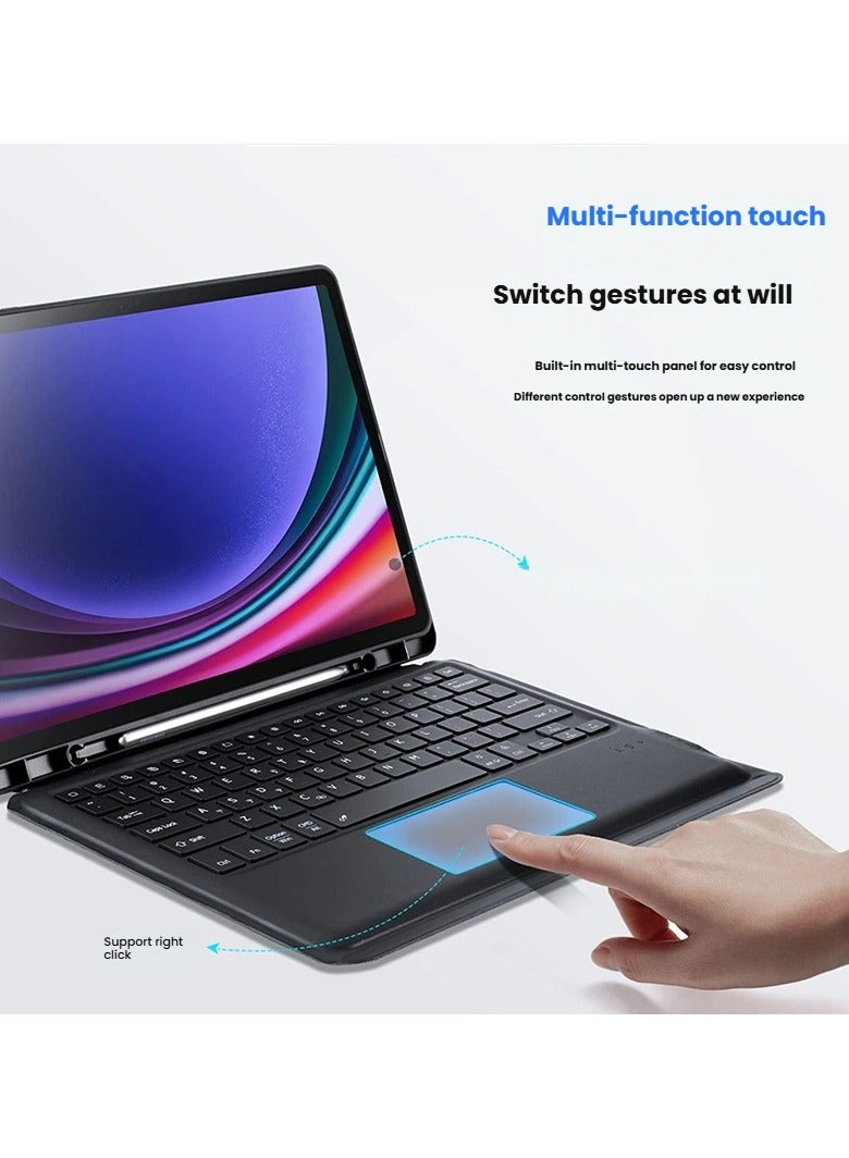 Leather Keyboard Case for Samsung Tab S10 FE Plus with Magnetic Detachable Wireless Bluetooth Touchpad and Pencil Holder - Image 2