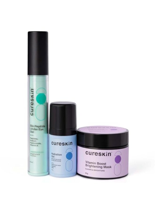 Cureskin مجموعة كيرسكن 3 في 1 لإشراقة البشرة جل تحت العين معزز الفيتامينات قناع ديتان جل الترطيب - Image 1