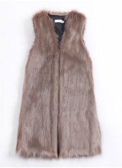 Loquat Medium Long Warm Imitation Fox Fur Vest  - Image 2