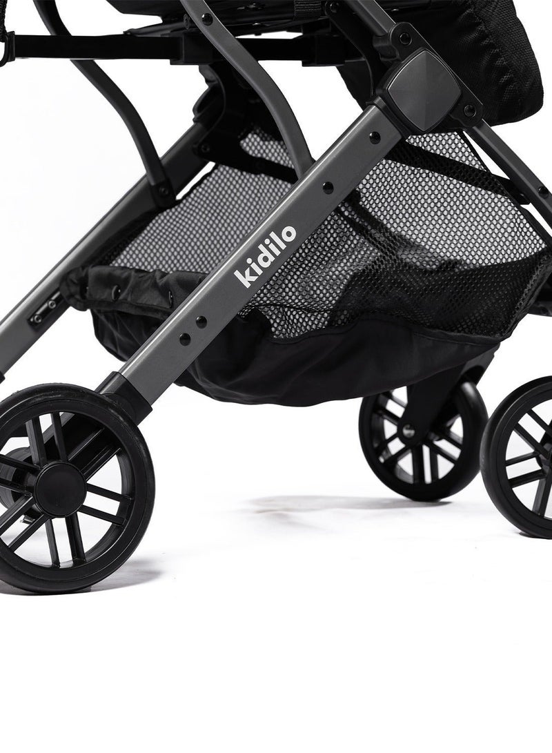 Kidilo عربة أطفال - عربة خفيفة الوزن ومريحة وقابلة للطي للأطفال والرضع | معدات سفر مثالية للأطفال، عربة مظلة - Image 3