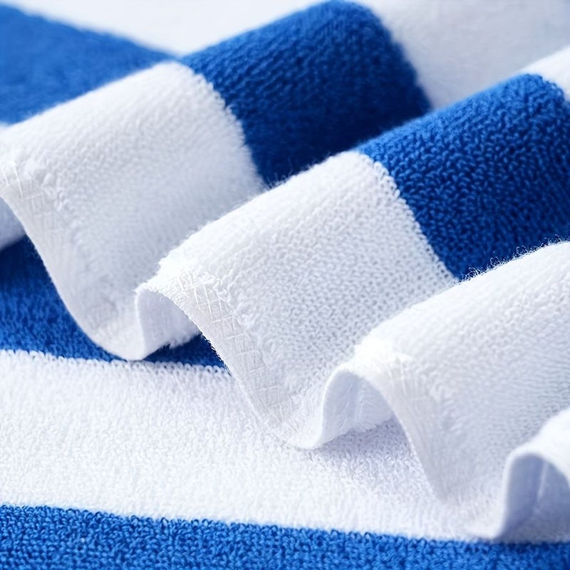Blue And White Striped Beach Towel 29.53X59.06 Inch Quick Drying Camping Towel Absorbent Bath Towel - Image 5