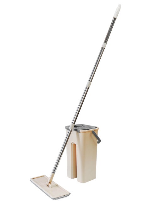 Mop and Bucket with Wringer Set, Hands-Free Flat Floor Mop and Bucket Included, Wet and Dry Use, Home Floor Cleaning System for All Floor Types and