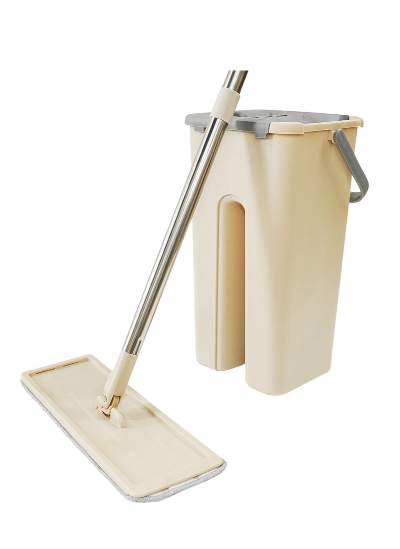 Mop and Bucket with Wringer Set, Hands-Free Flat Floor Mop and Bucket Included, Wet and Dry Use, Home Floor Cleaning System for All Floor Types and