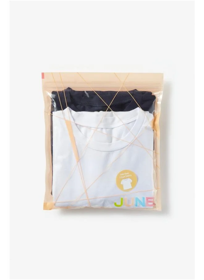 JUNE June Kids Short Sleeve 2-Pack Plain Tshirt White - Navy