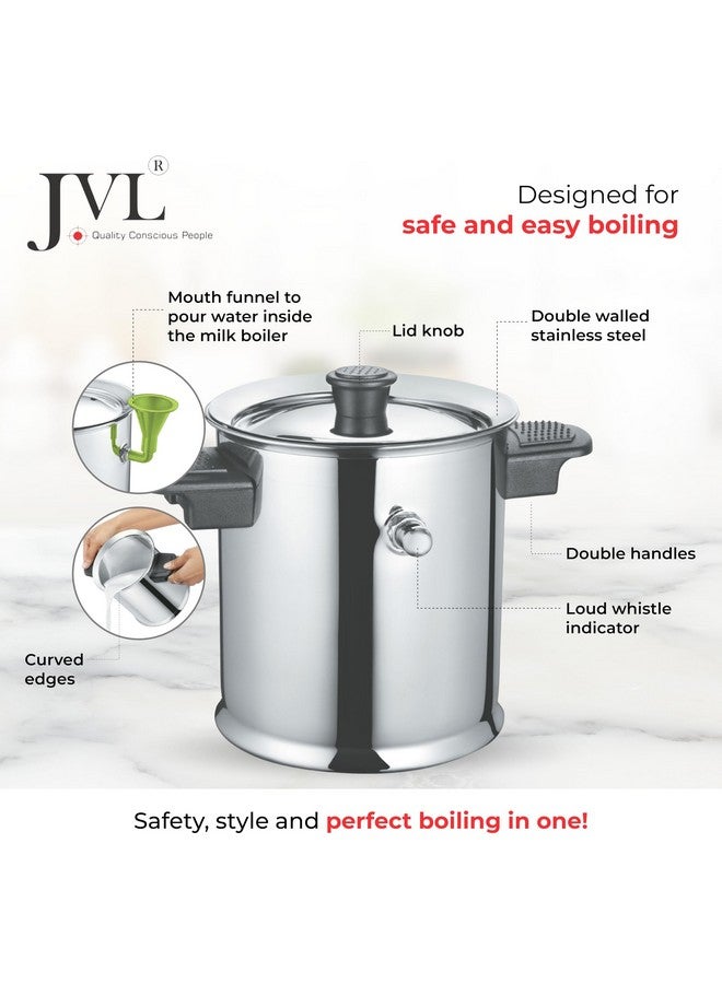 JVL Stainless Steel Double Wall Milk Boiler Storage with Double Bakelite Handle (2 Litre) - Image 2