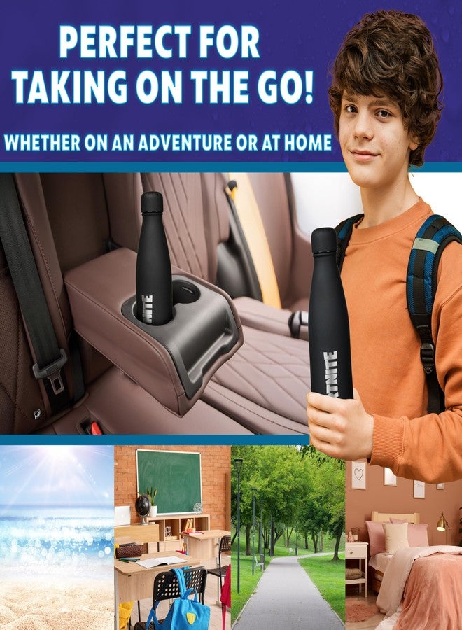 Fortnite Stainless Steel Water Bottle, 20oz, Leak-Proof Matte Finish Waterbottle for Travel, Sports, Gamer Drink Container, Gaming Gifts for Him - Image 3