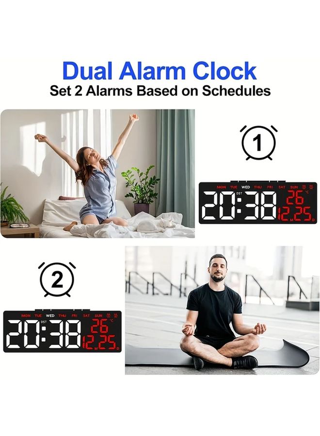 White Green Modern LED Digital Alarm Clock with Temperature Humidity Monitor USB Powered Dual 12 24H Display Battery Powered 3 AAA Not Included Minimalist Design for Bedroom Living Room Office Kitchen Home Decor Plain Surface Display - Image 5
