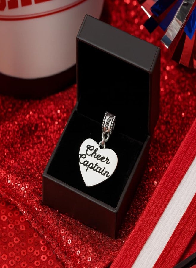 Sportybella Cheer Captain Charm Bead - Silver-Plated Heart Dangle Charm for Cheerleaders - Compatible with Pandora, Troll, Chamilia & European Bracelets - Gift for Cheer Team Leaders - Image 4
