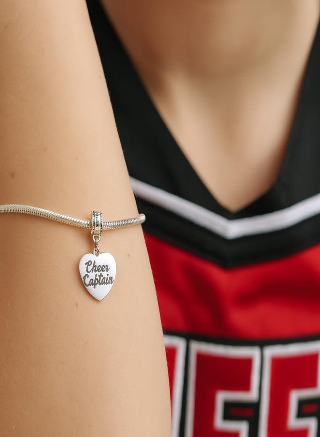 Sportybella Cheer Captain Charm Bead - Silver-Plated Heart Dangle Charm for Cheerleaders - Compatible with Pandora, Troll, Chamilia & European Bracelets - Gift for Cheer Team Leaders - Image 5