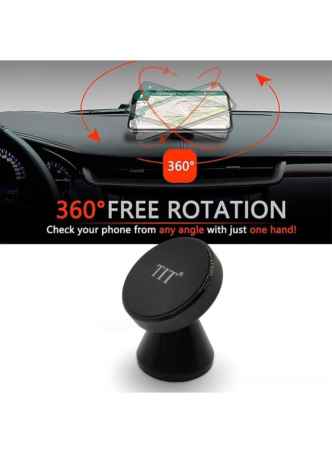 تي اي تي حامل هاتف مغناطيسي للوحة قيادة السيارة - دوران 360 درجة، حامل مغناطيسي معدني قوي، تصميم مضغوط، قبضة آمنة للهواتف الذكية وأجهزة تحديد المواقع العالمية (GPS) - TM049 - Image 4