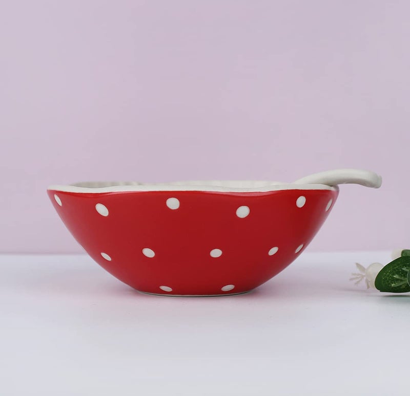 RESVUGA Mushroom 5.8'' Salad Bowls - Matt Ceramics Soup Bowls, Pair with Cute Mushroom Spoon- Use for Noodles, Rice, Soup & More. - Image 3